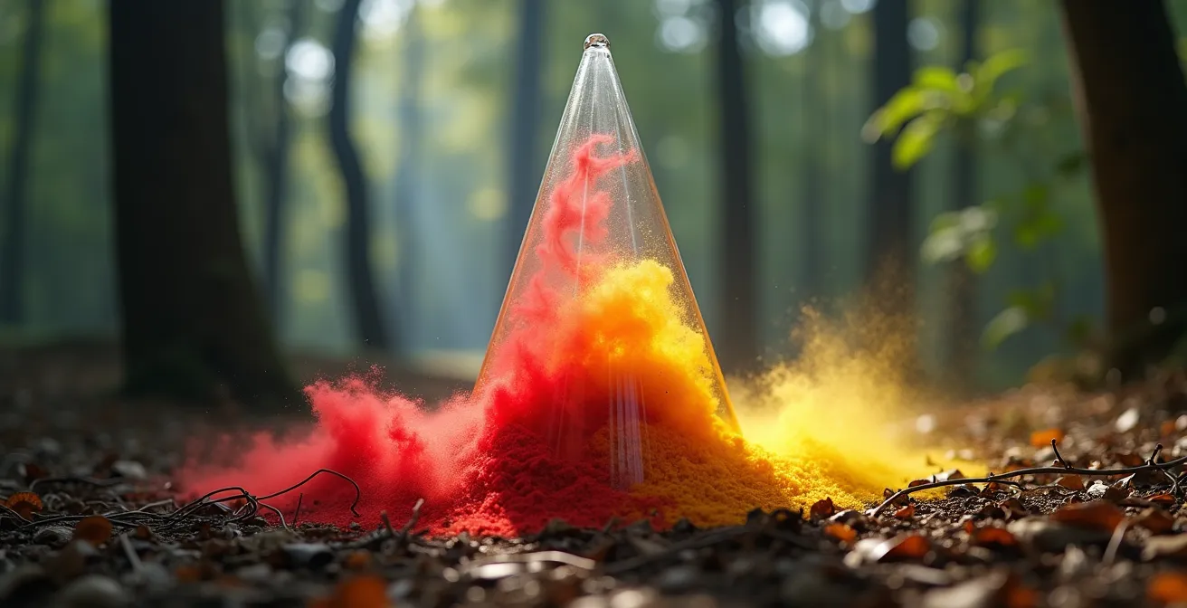 Three-dimensional safety cone concept showing bullet trajectory and ricochet zones