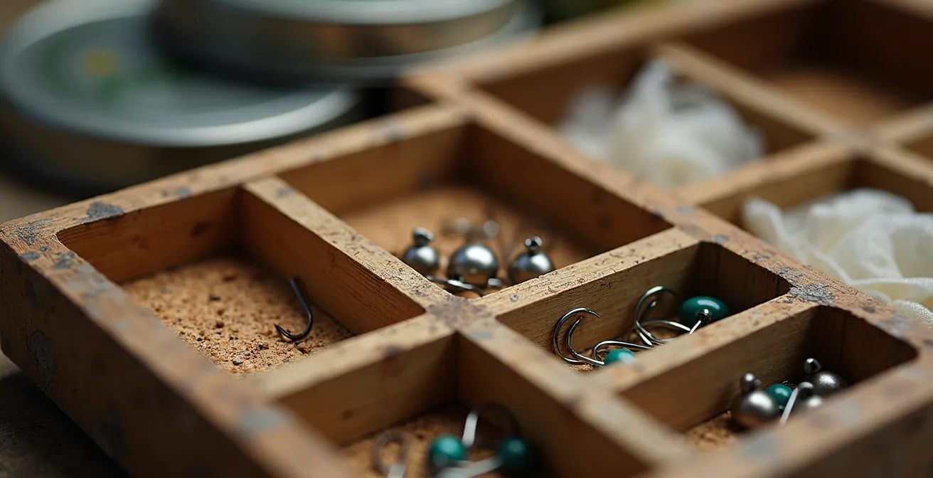 Eco-friendly tackle organization using recycled materials and natural containers