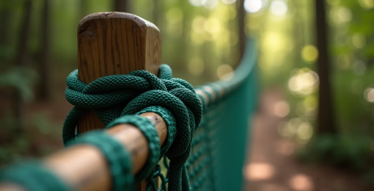 Properly folded and secured fishing net ready for trail transport
