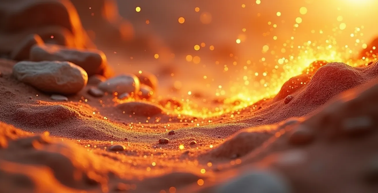 Heat waves distorting view through hunting optics in desert landscape