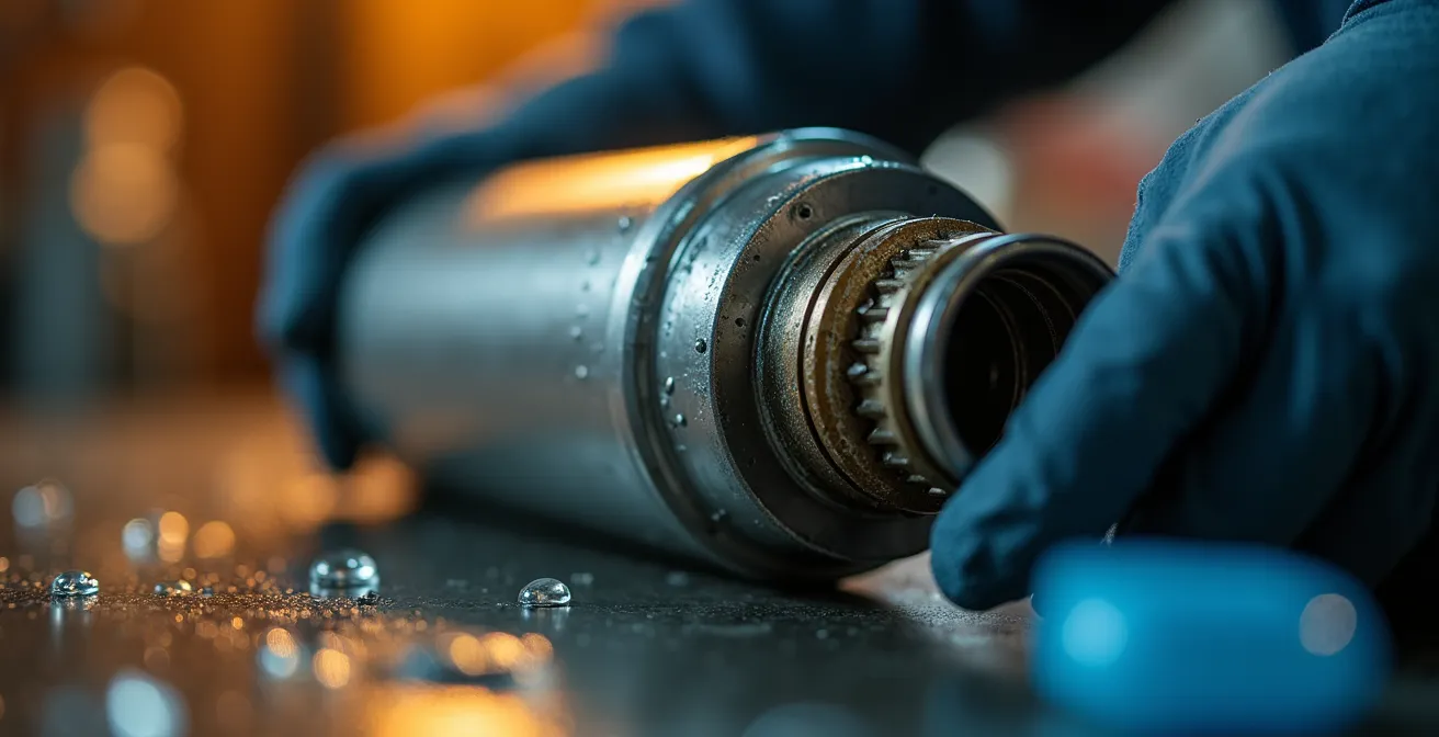 Close-up detail of CO2 cylinder threads showing inspection points