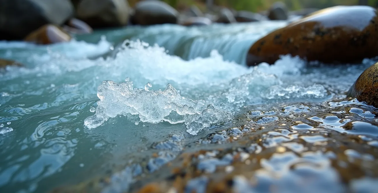 Cross-section diagram of a river showing water quality zones from cleanest to most contaminated