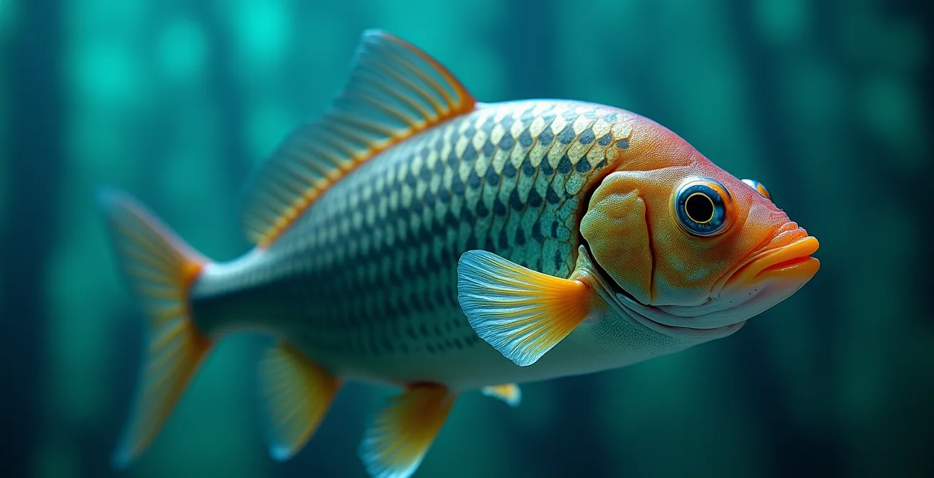 Macro photograph showing the distinct dorsal fin spotting patterns that distinguish a sauger from a walleye.
